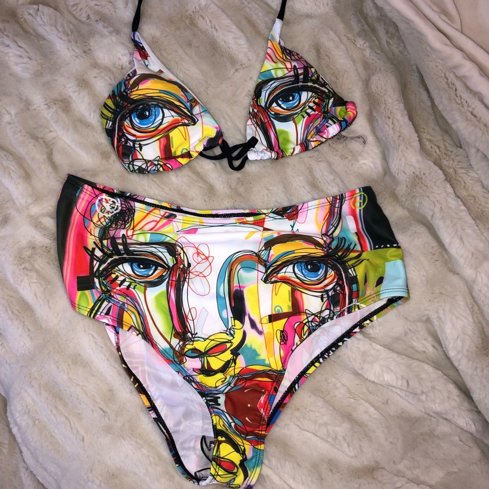 Shein abstract swimsuit. Size large. Brand new, never worn.